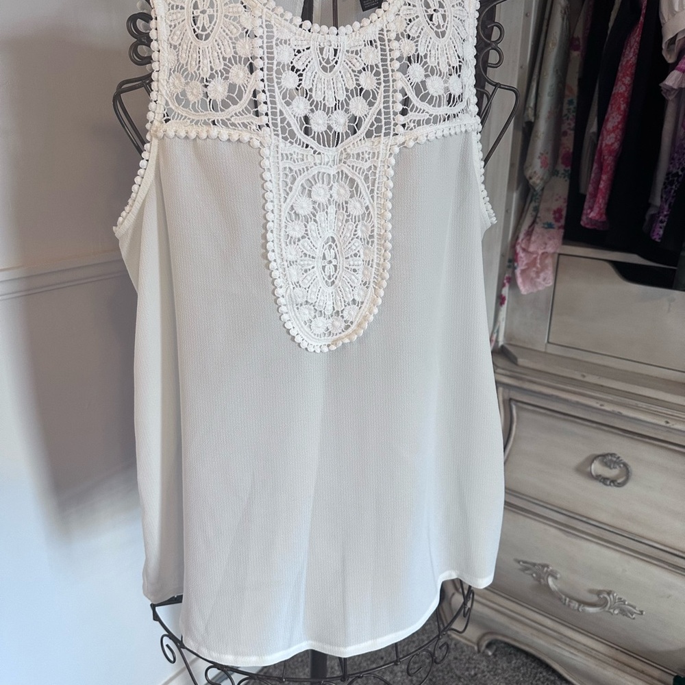 Halogen White Lace Detail Women's Blouse